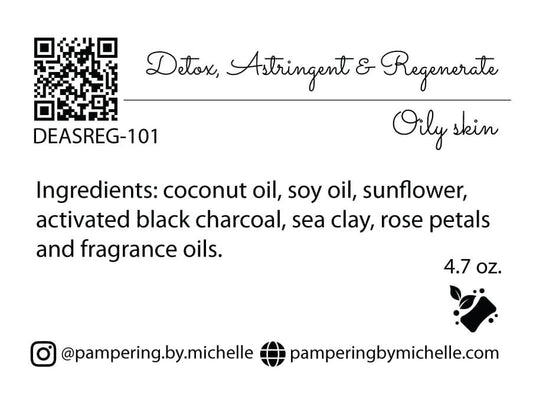 Detox, Astringent & Regenerate Soap Label