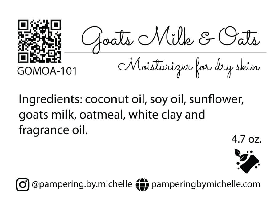 Goats Milk & Oats Soap Label
