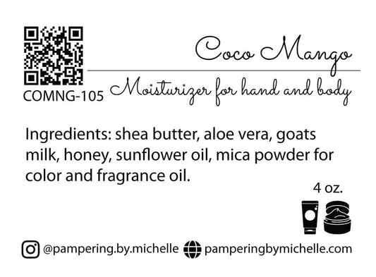 Coco Mango Lotion Label