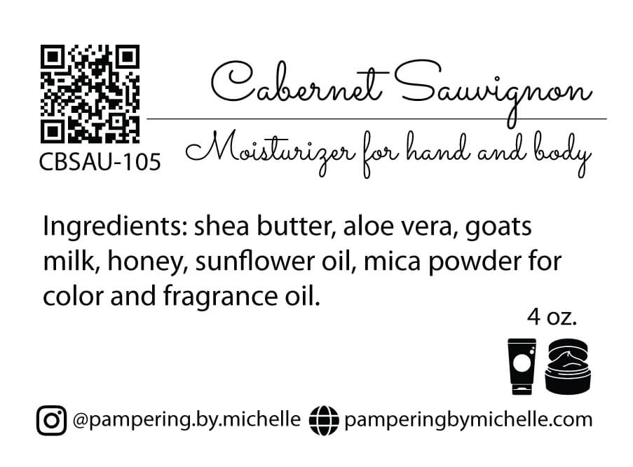 Cabernet Sauvignon Lotion Label