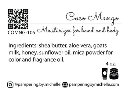 Coco Mango Lotion Label