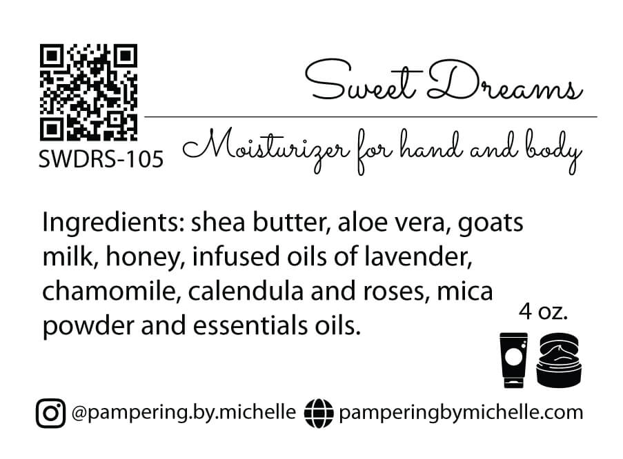 Sweet Dreams Lotion Label
