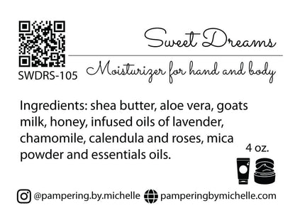 Sweet Dreams Lotion Label